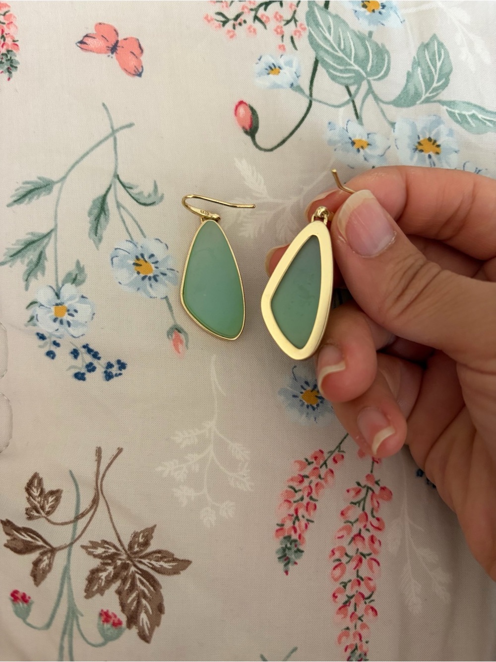 Kendra Scott Gold Teardrop Earrings with Mint Green Inlay